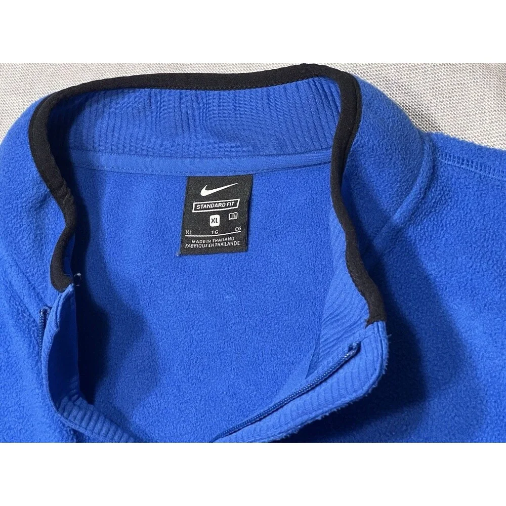 Nike Men's Blue Solid 1/4 Zip Mock Neck Standard Fit Fleece Pullover XL